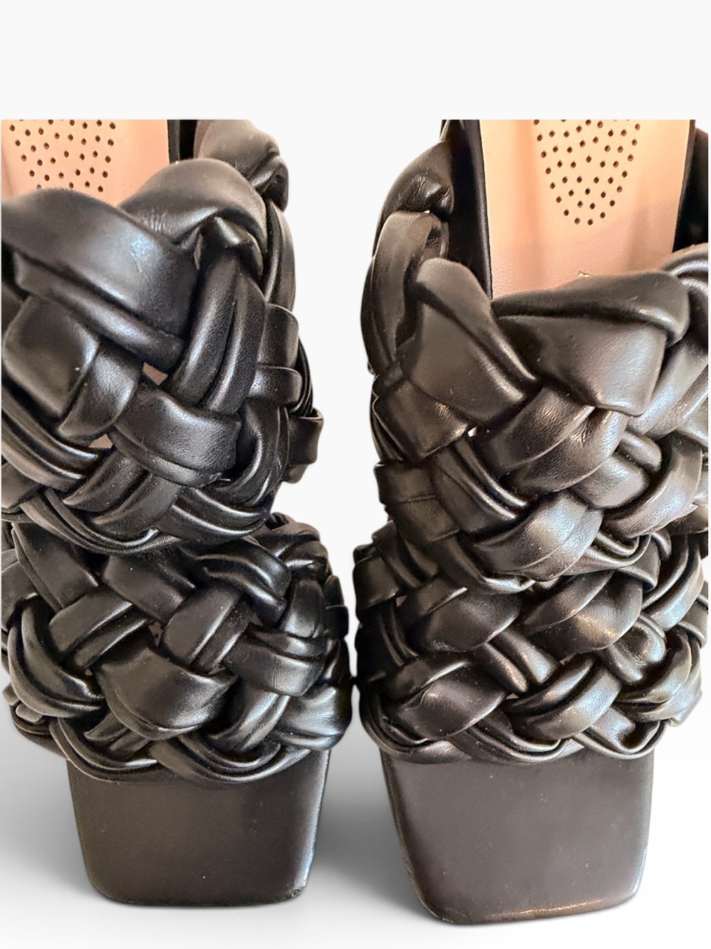 Azalea Wang "It's All Love" Black Braided Mule Heels 8 - Picture 3 of 7